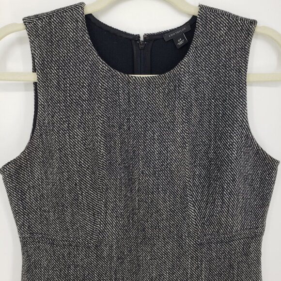 Ann Taylor Tweed Sheath Dress 2 TALL Career Sleeveless Black - Picture 6 of 9